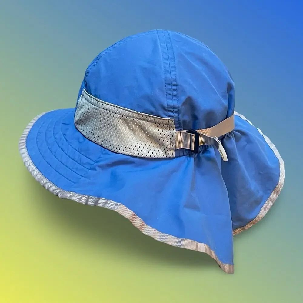 Sunday Afternoons Kids Play Hat Medium 2-5 Yrs Blue Sun Protection Neck Flap